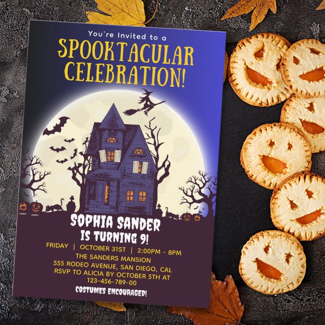 Fun Spooktacular Birthday KIds Halloween Inbjudningar (Skapare uppladdad)