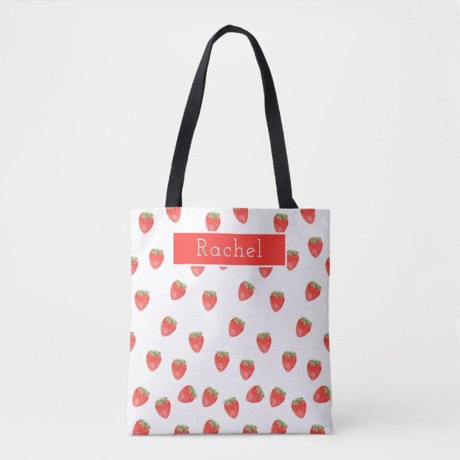 Fun Strawberry Personalized Name Tygkasse (Framsida)