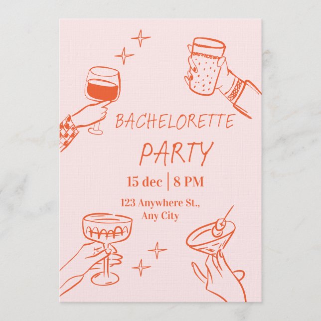 Fun & Stylish Bachelorette Weekend Invitation Inbjudningar (Framsida)