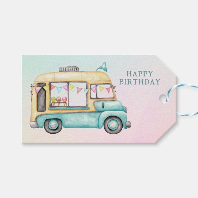 Fun Summer Ice Cream Truck Birthday Party  Presentetikett (Framsidan (Horisontell))