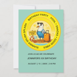 fun sunny destination seagull beach birthday inbjudningar