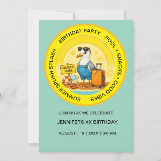 fun sunny destination seagull beach birthday inbjudningar