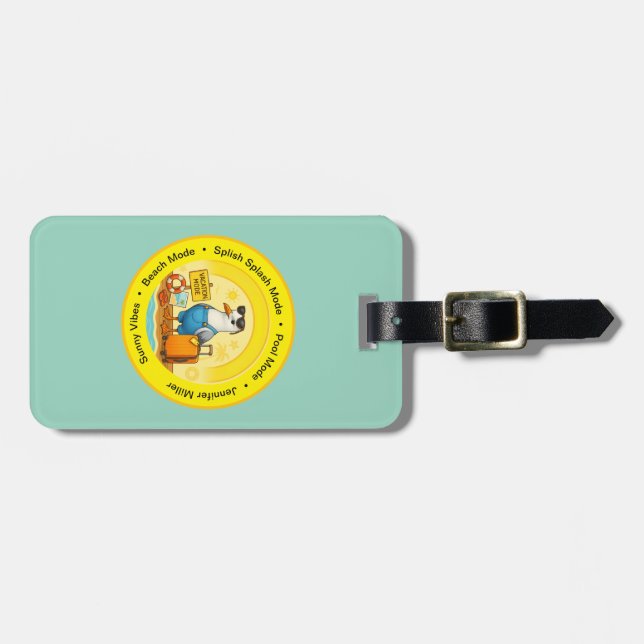 fun sunny destination seagull beach traveller bagagebricka (Horisontell Framsida)