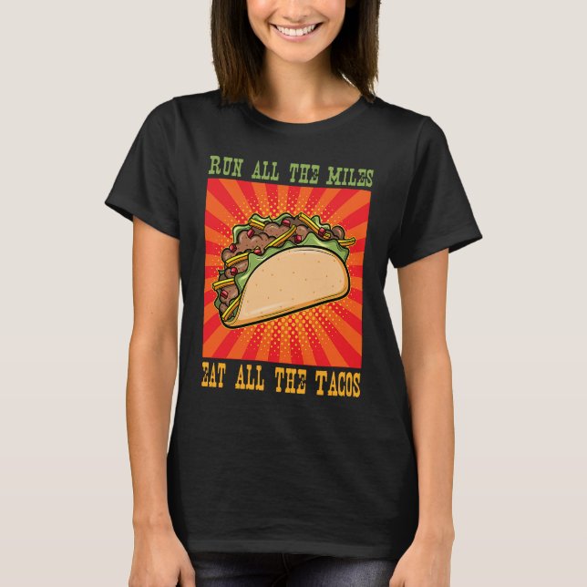 Fun Taco Tuesday Marathon Running Runner T Shirt (Framsida)