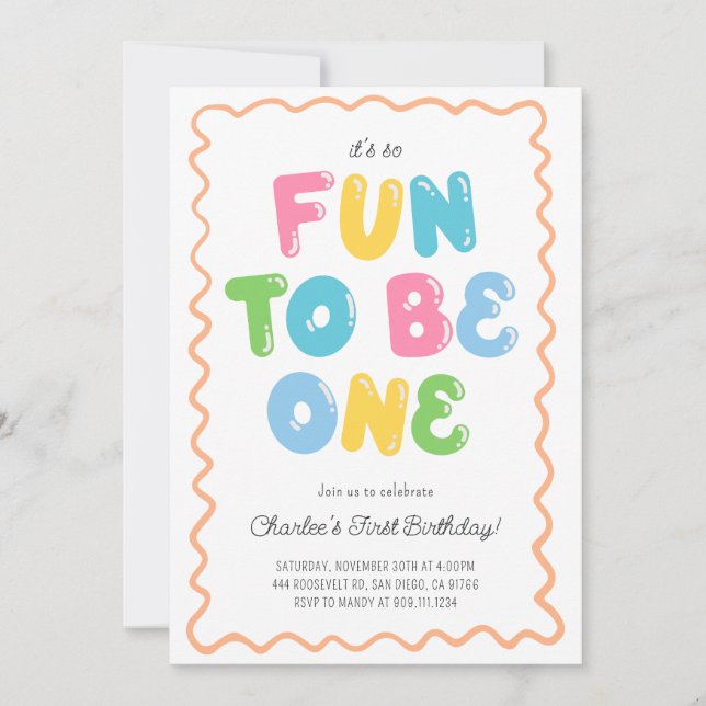 Fun to be ONE Birthday Invitation Inbjudningar (Framsida)