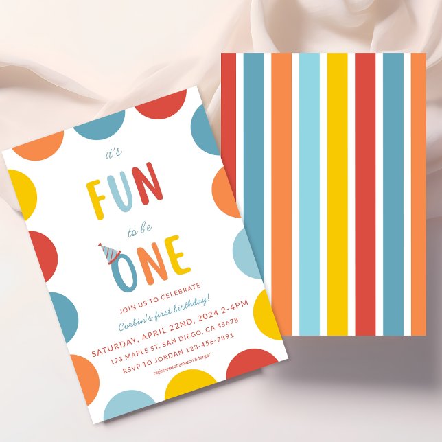 Fun To Be One First Birthday Party Invitation Inbjudningar (Skapare uppladdad)