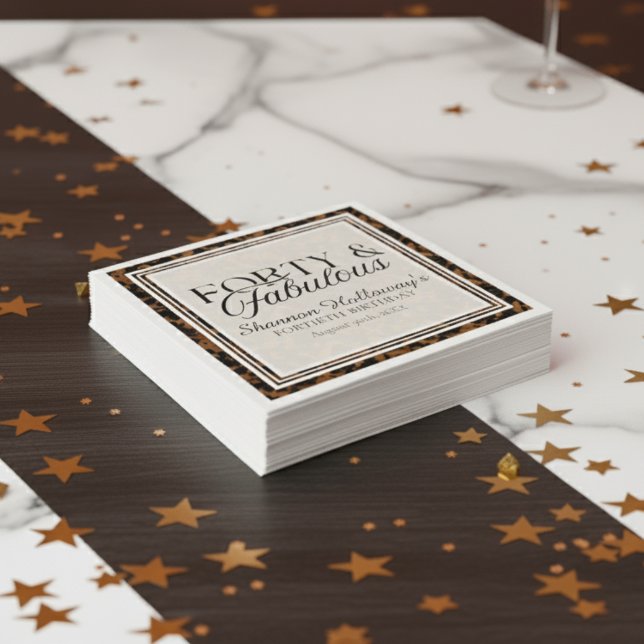 Fun Tortoise Shell Birthday Forty and Fabulous Pappersservett (This Fun Tortoise Shell Birthday Forty and Fabulous birthday napkin is fun for all!)