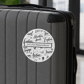 Fun Travel Sticker Adventure Black & White Design Runt Klistermärke
