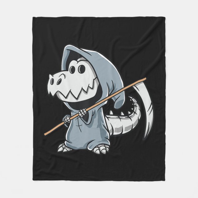 Fun TRex Skeleton Dino Grim Reaper Dinosaur Hallow Fleecefilt (Framsidan)