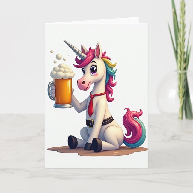 Fun Unicorn Party Time Card Kort (Framsida)