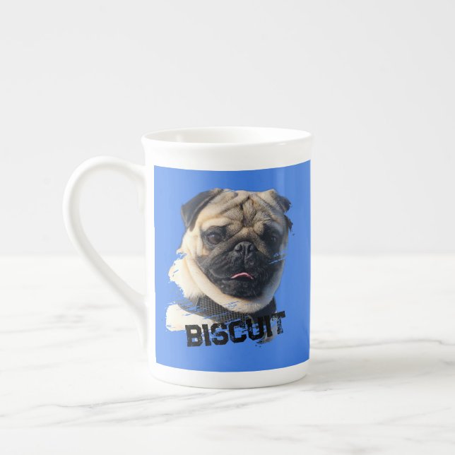 Fun Unique Pug Sunglasses Dog Dad Lover Photo Blue Benporslin Mugg (Vänster)