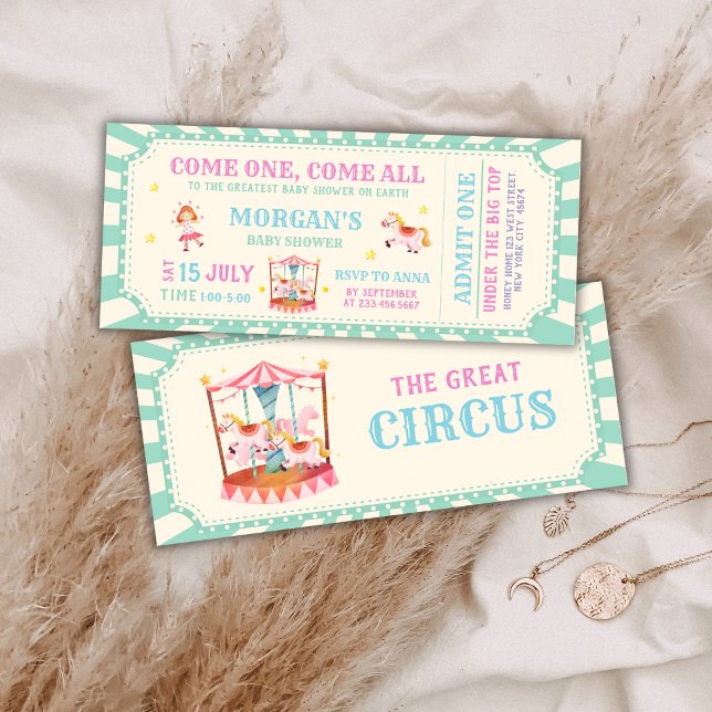 Fun Vintage Circus Ticket Carnival Baby shower Inbjudningar (Fun Vintage Circus Ticket Carnival Baby shower Invitation)