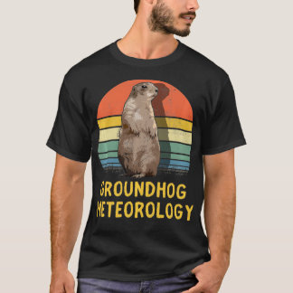 Fun Vintage Retro Groundhog Day Ground Hog Sunset  T Shirt