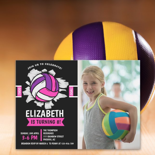 Fun Volleyball Girl Birthday Inbjudningar (Skapare uppladdad)
