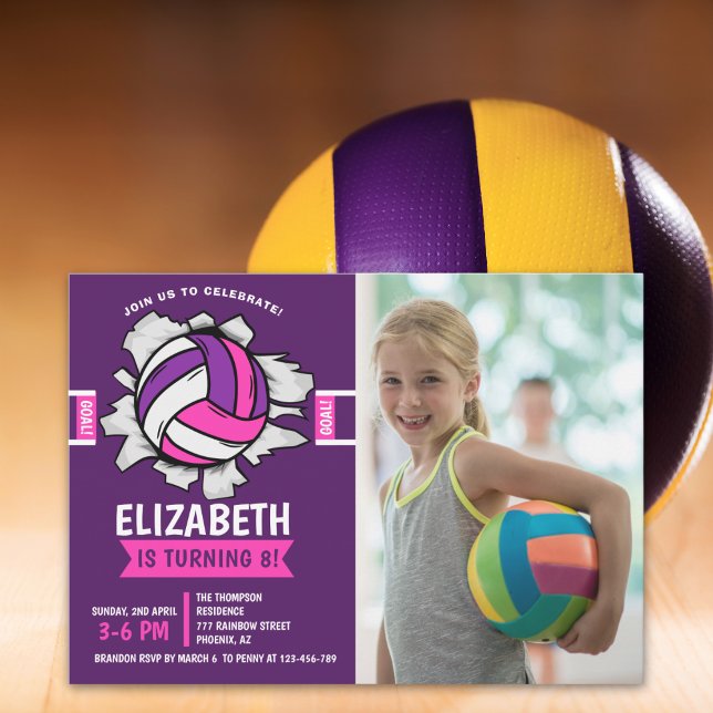 Fun Volleyball Girl Birthday Inbjudningar (Skapare uppladdad)