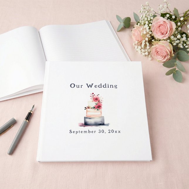 Fun watercolor wedding cake guest book gästböcker (Fun watercolor wedding cake guest book)