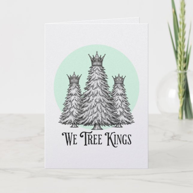 Fun We Three Kings Pun Christmas Tree card Kort (Framsida)