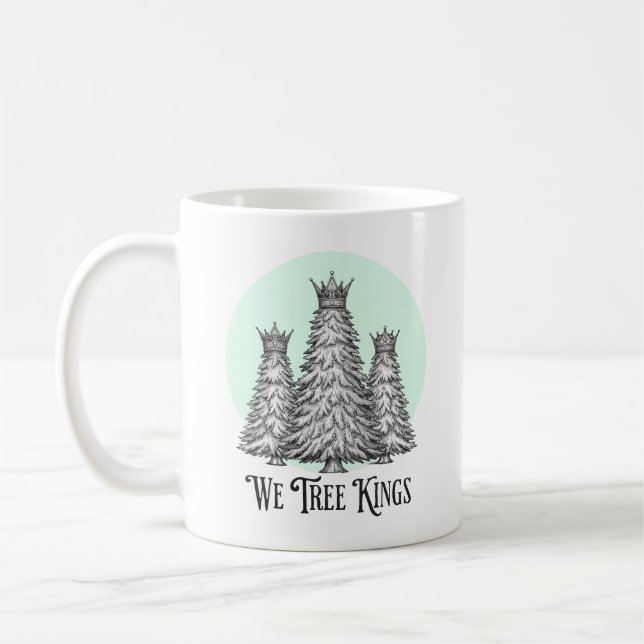 Fun We Three Kings Pun Christmas Tree mug Kaffemugg (Vänster)