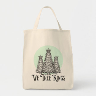 Fun We Three Kings pun tree tote bag Tygkasse