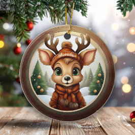 Fun Whimsical Winter Wildlife Christmas Deer 🎄🦌 Julgransprydnad Keramik