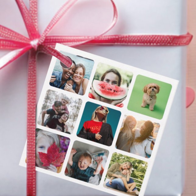 Fun White 9 Photo Square  Gåvor Etiketter (Skapare uppladdad)