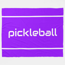 Fun White PICKLEBALL Text Stripes On Bright Purple Fleecefilt