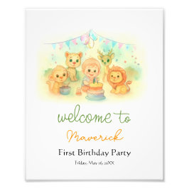 Fun Wild One Boy 1st Birthday Party Welcome Sign  Fototryck