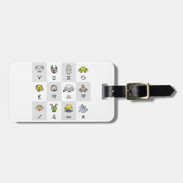 Fun Zodiac Astrological Characters Bagagebricka (Horisontell Framsida)