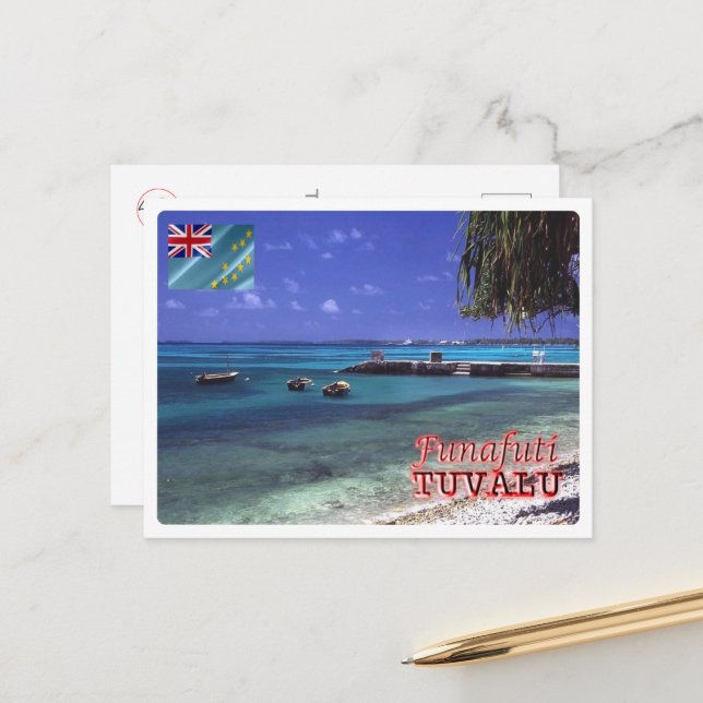 Funafuti - Tuvalu - Havsutsikt - Vykort (Fram/Back In Situ)