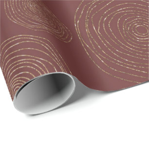 Funcky Spirale Golden Circles Burgundy Maroon Presentpapper