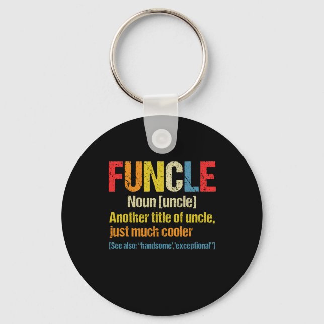 Funcle Definition Funny Gift for farbror Nyckelring (Framsida)
