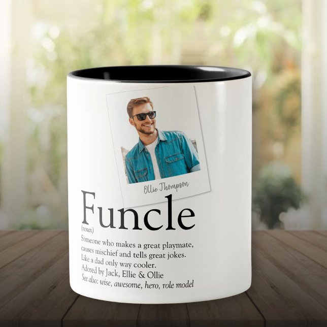 Funcle Farbror Definition Foto Två-Tonad Mugg (Funcle Uncle Definition Photo Two-Tone Coffee Mug)