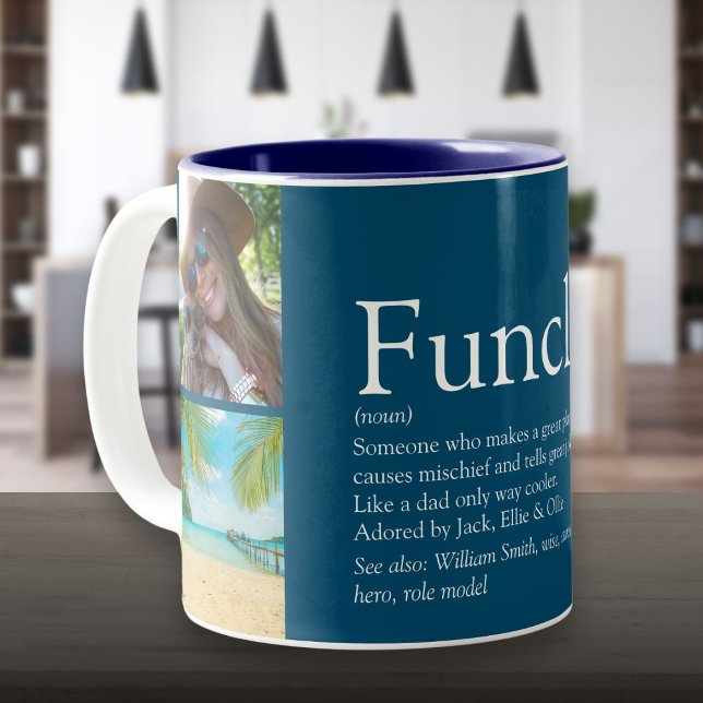 Funcle Funny Coola Best Aldrionfarbror Photo Colla Två-Tonad Mugg (Funcle Funny Cool Best Ever Uncle Photo Collage Two-Tone Coffee Mug)