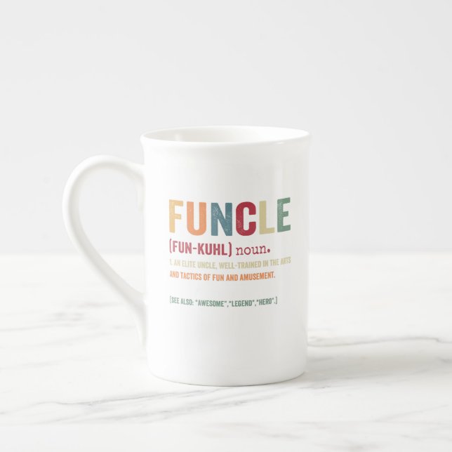Funcle Funny farbror Definition, Fantastisk Legend Benporslin Mugg (Vänster)