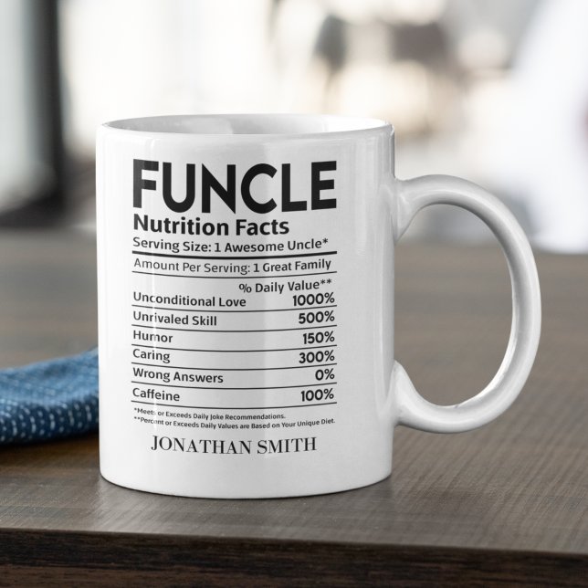 Funcle Nutritions Facts, Funny uncle Kaffemugg (Skapare uppladdad)