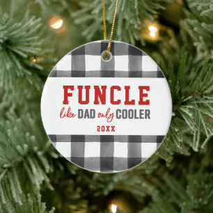 Funcle Personlig Funny farbror Checkered Play Julgransprydnad Keramik