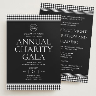 Fundising Event Charity Gala Logotyp Black White Inbjudningar