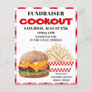 Fundraiser Cookout Barbecue Fast Food Gingham Flygblad