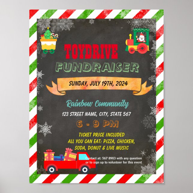 Fundraiser Flyer - redigerbar Jul leksak-enhet Poster (Framsidan)