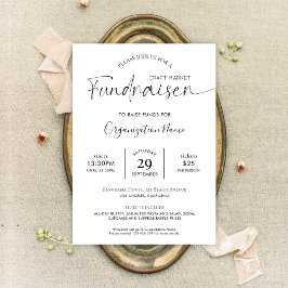 Fundraiser Logotyp Minimalist Black & White Charit Inbjudningar