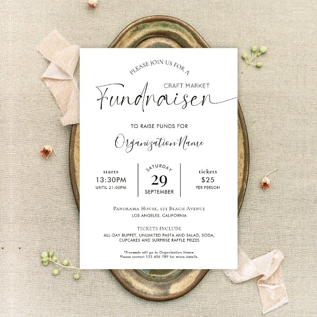 Fundraiser Logotyp Minimalist Black & White Charit Inbjudningar (Skapare uppladdad)