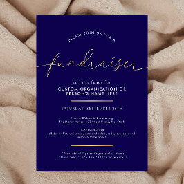 Fundraiser Minimalist Script Navy & Guld Välgörenh Inbjudningar