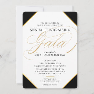 FUNDRAISERA GALA BOLL elegant event black slips gu Inbjudningar