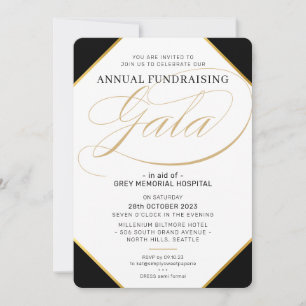 FUNDRAISERA GALA elegant, maronsvart guld Inbjudningar