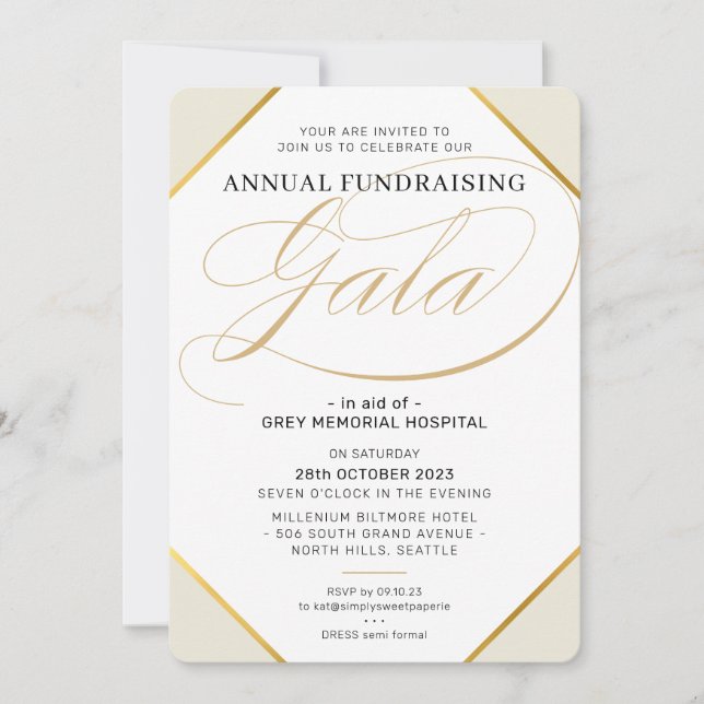 FUNDRAISERA GALA-eleganten i modern händelselelfen Inbjudningar (Framsida)