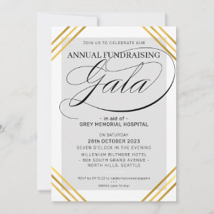 FUNDRAISERA GALAhändelsen finare guld ram grått Inbjudningar