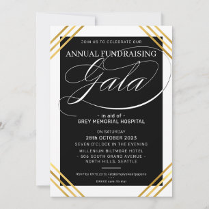 FUNDRAISERA GALAhändelsen finare guld ram svart Inbjudningar