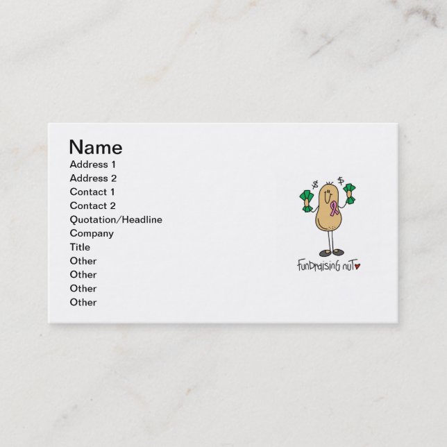 Fundraising nötT-tröja och gåvor Visitkort (Framsida)
