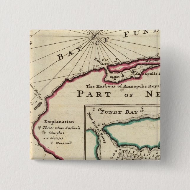 Fundy Bay och hamnen i Royalet Annapolis Knapp (Framsida)