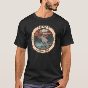 Fundy National Park Canada Moose Badge T Shirt